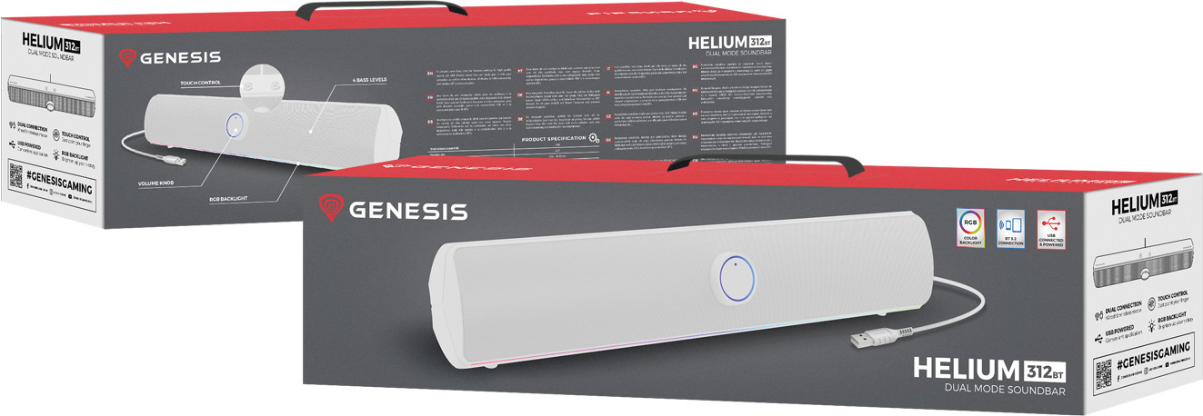 Genesis herní soundbar HELIUM 312BT/Bílá/Stereo/10W