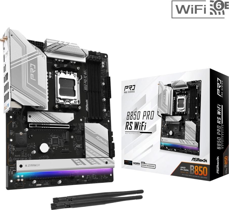 ASRock MB Sc AM5 B850 Pro RS WiFi, AMD B850, 4xDDR5, 1xUSB-C, HDMI, WiFi, ATX