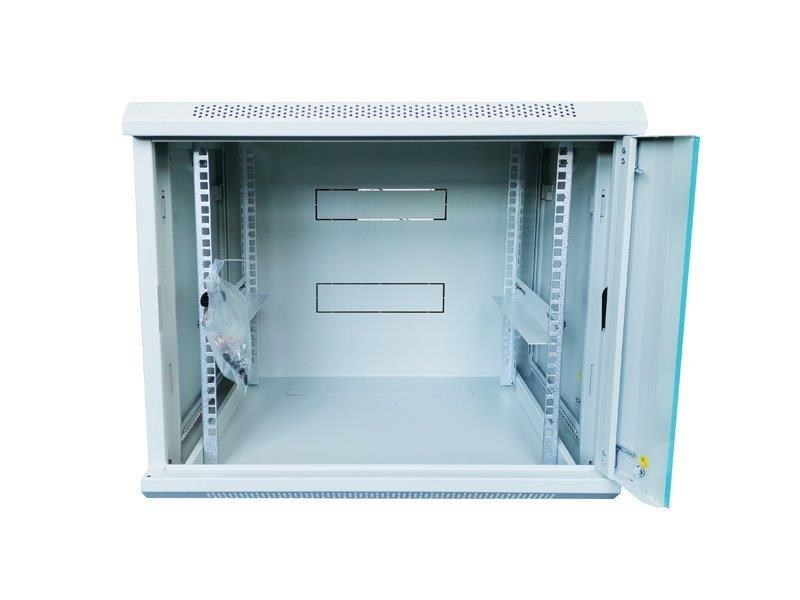 XtendLan 19" nástěnný rozvaděč 9U 600x450, nosnost 60 kg, skleněné dveře, svařovaný, šedý