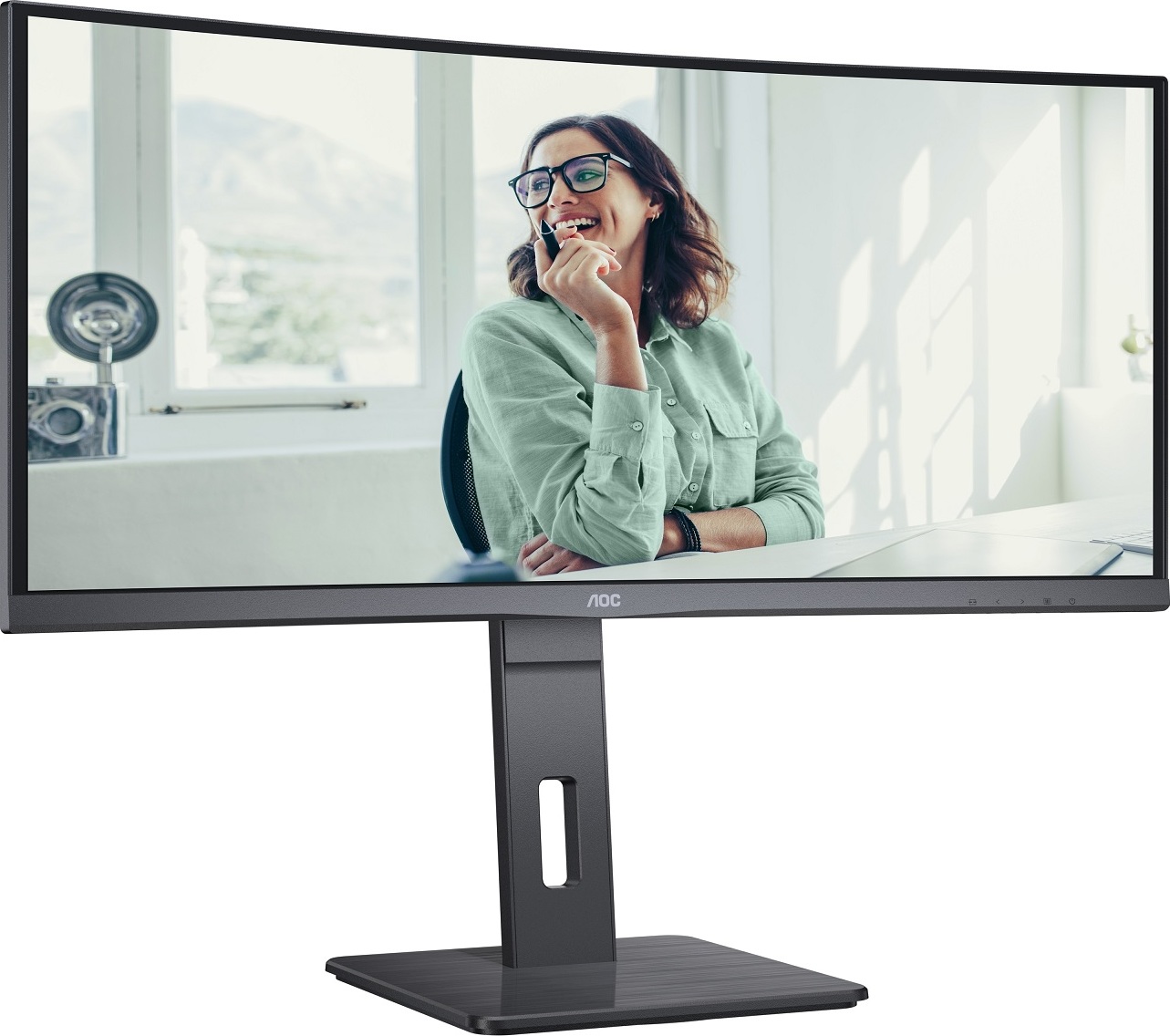 AOC MT VA LCD WLED 34" CU34P3CV - VA panel, 3440x1440, HDMI, DP, USB-C, 4xUSB 3.2, repro, vysk. stavitelny, zakriven
