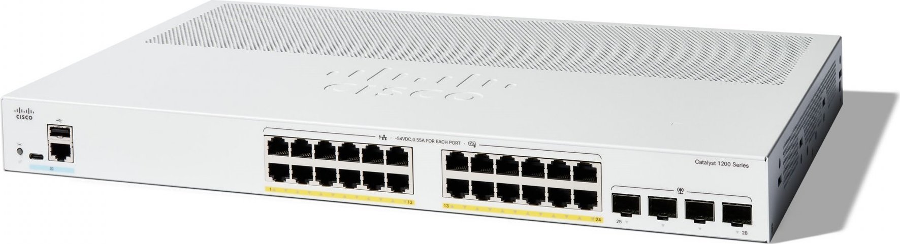 Cisco Catalyst switch C1200-24P-4G (24xGbE,4xSFP,24xPoE+,195W,fanless)
