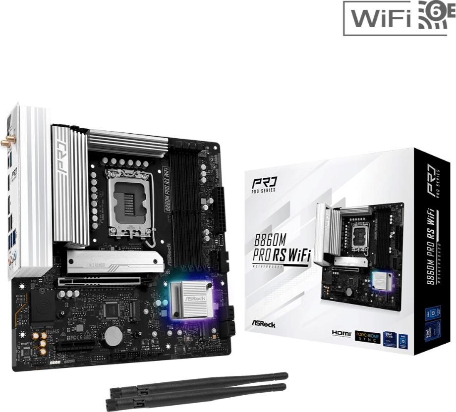 ASRock MB Sc LGA1851 B860M Pro RS WiFi, Intel B860, 4xDDR5, 1xDP, 1xHDMI, WiFi, mATX