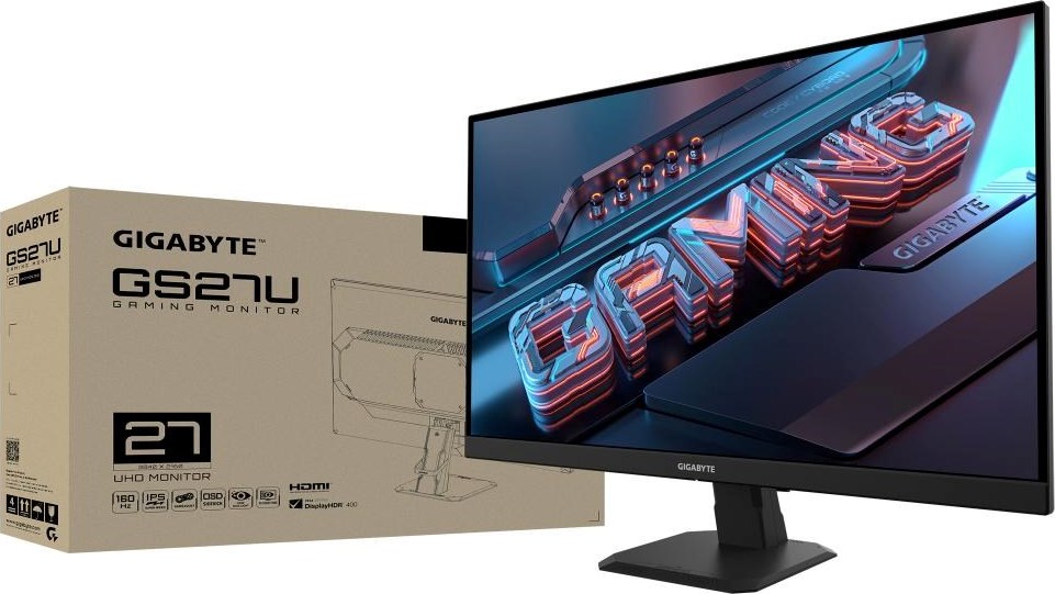 GIGABYTE LCD - 27" Gaming monitor GS27U, SS IPS, 3840 x 2160 UHD, 160Hz, 1000:1, 350cd/m2, 1ms, 2xHDMI, 1xDP