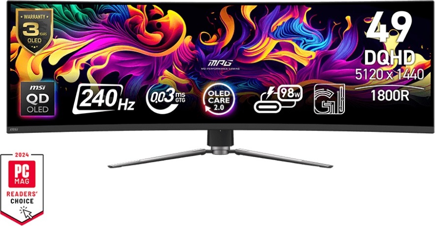 MSI MPG/491CQPX/49"/QD-OLED/DQHD/240Hz/0,03ms/Černá/3R