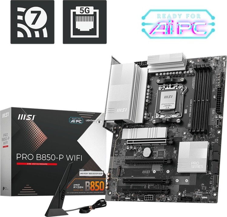MSI MB Sc AM5 PRO B850-P WIFI, AMD B850, 4xDDR5, 1xHDMI, WiFi, ATX