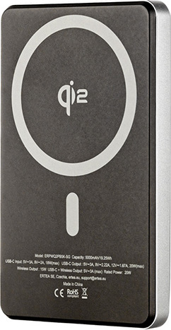 ER POWER Qi2 Dual PowerBank 5000mAh with USB-C - Space Gray