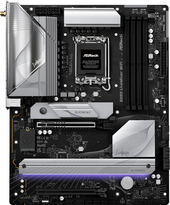 ASRock MB Sc LGA1851 B860 LiveMixer WiFi, Intel B860, 4xDDR5, 1xThunderbolt, 1xHDMI, WiFi, ATX
