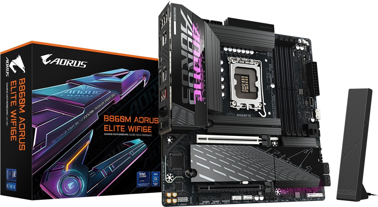 GIGABYTE MB Sc LGA1851 B860M AORUS ELITE WIFI6E, Intel B860, 4xDDR5, 1xUSB4, 1xDP, 1xHDMI, WiFi, mATX