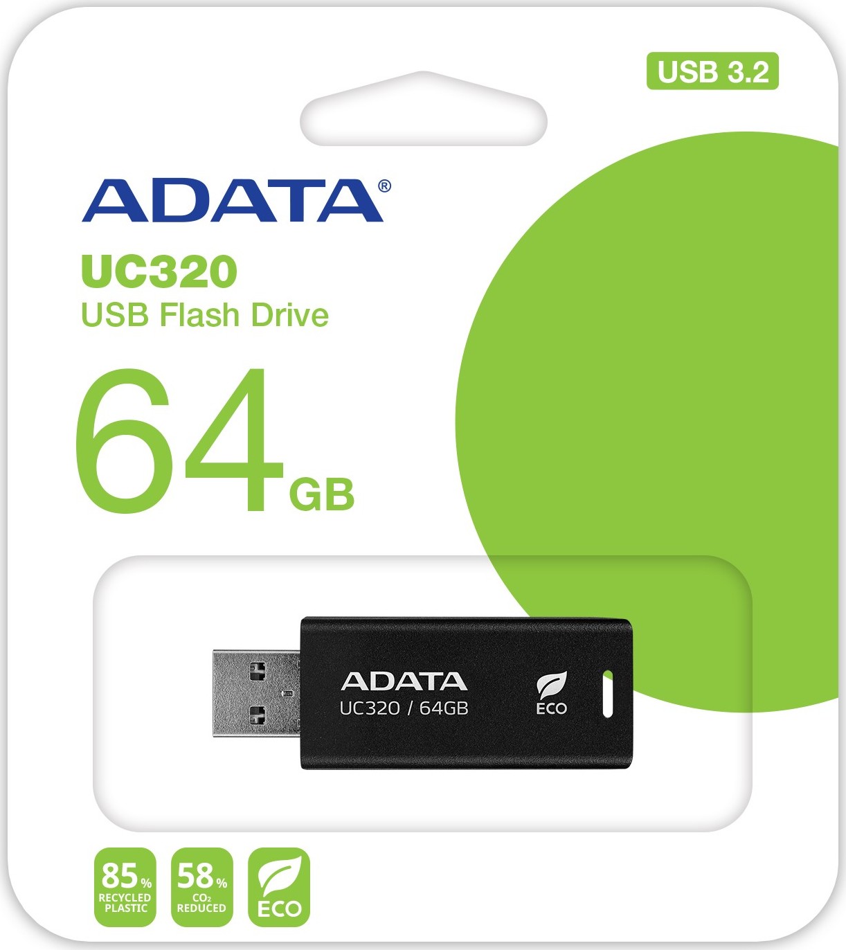 ADATA UC320/64GB/USB 3.2/USB-A/Černá