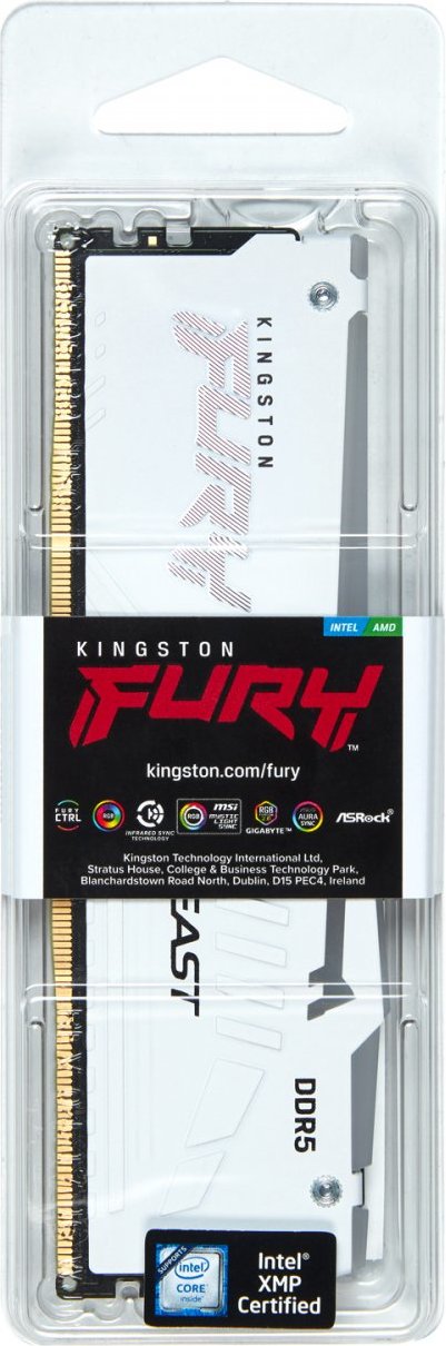 KINGSTON DIMM DDR5 16GB 6000MT/s CL30 Non-ECC FURY Beast RGB EXPO, Bílá