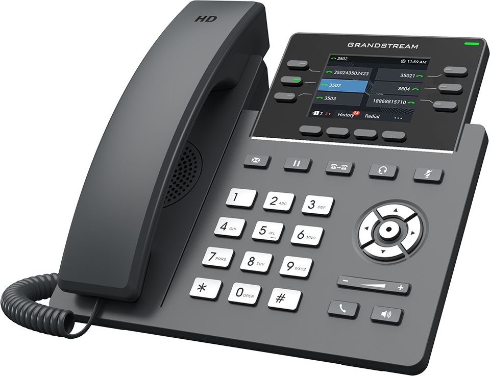 Grandstream GRP2613W SIP telefon, 2.8" TFT bar. displej, 4 SIP účty, 6 prog.tl., 2xGigabit PoE, WiFi