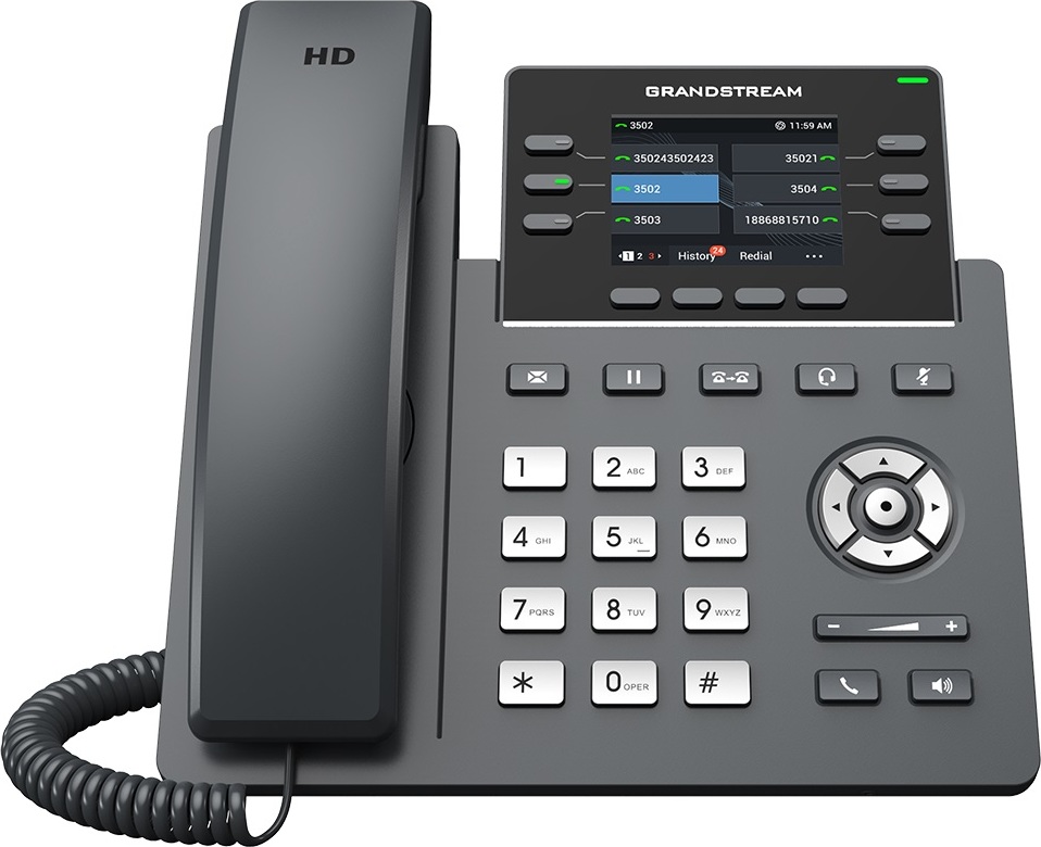 Grandstream GRP2613W SIP telefon, 2.8" TFT bar. displej, 4 SIP účty, 6 prog.tl., 2xGigabit PoE, WiFi