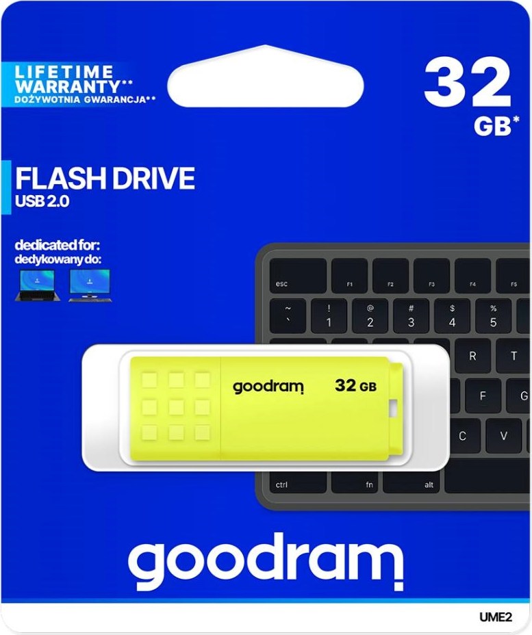 GOODRAM Flash disk 32GB UME2, USB 2.0, žltá