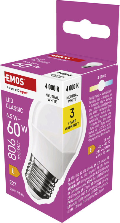 EMOS LED CLS MINI GLOBE 6,5W(60W) 806lm E27 NW