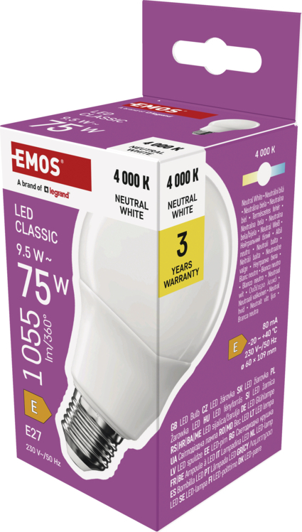EMOS LED CLS A60 9,5W(75W) 1055lm E27 NW