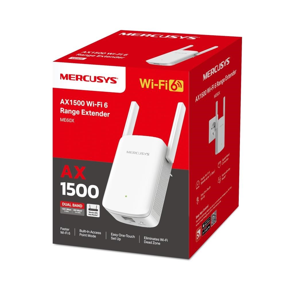 MERCUSYS ME60X WiFi6 Extender/Repeater (AX1500,2,4GHz/5GHz,1xGbELAN)