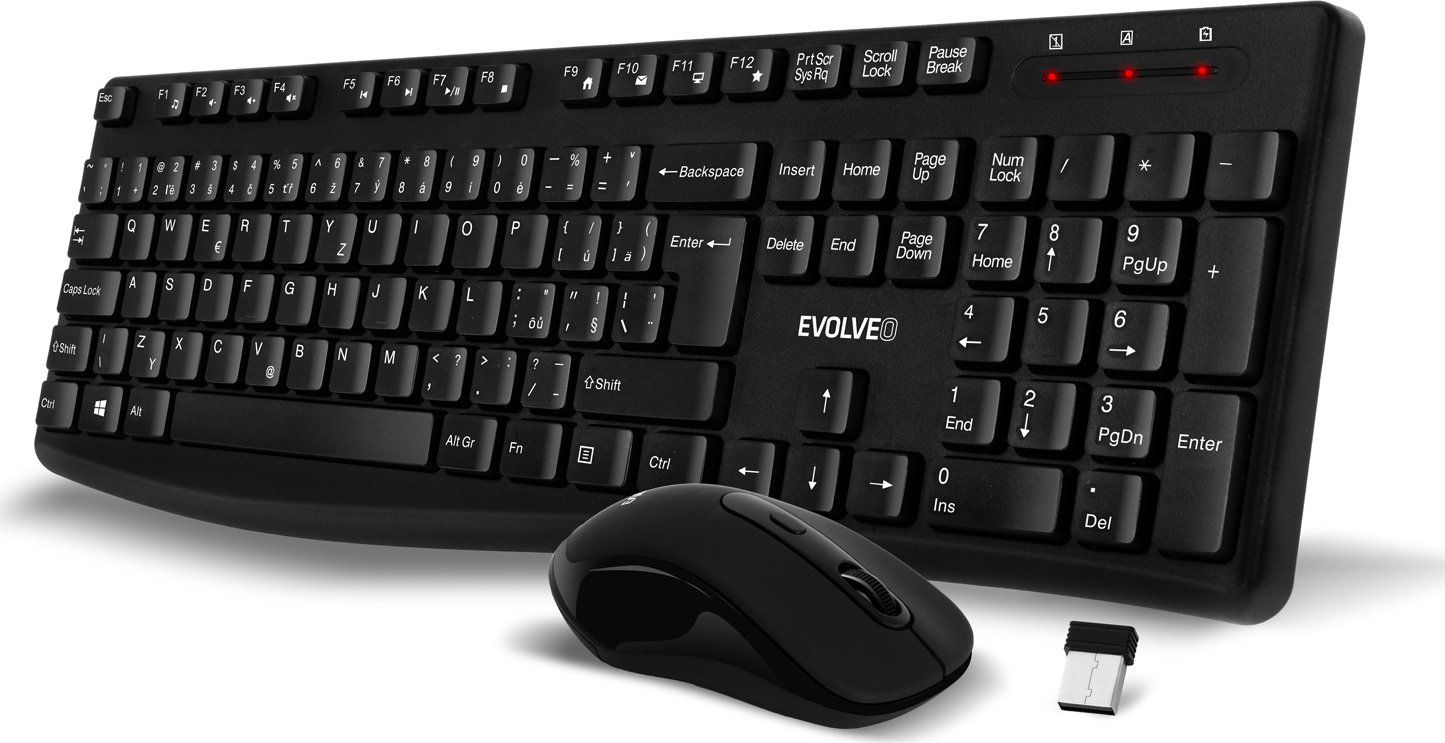 EVOLVEO K1050, tichý set bezdr. klávesnice a