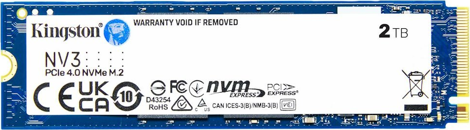 Kingston SSD 2TB NV3, M.2 2280, NVMe PCIe Gen4x4, (R: 6000MB/s; W: 5000MB/s)