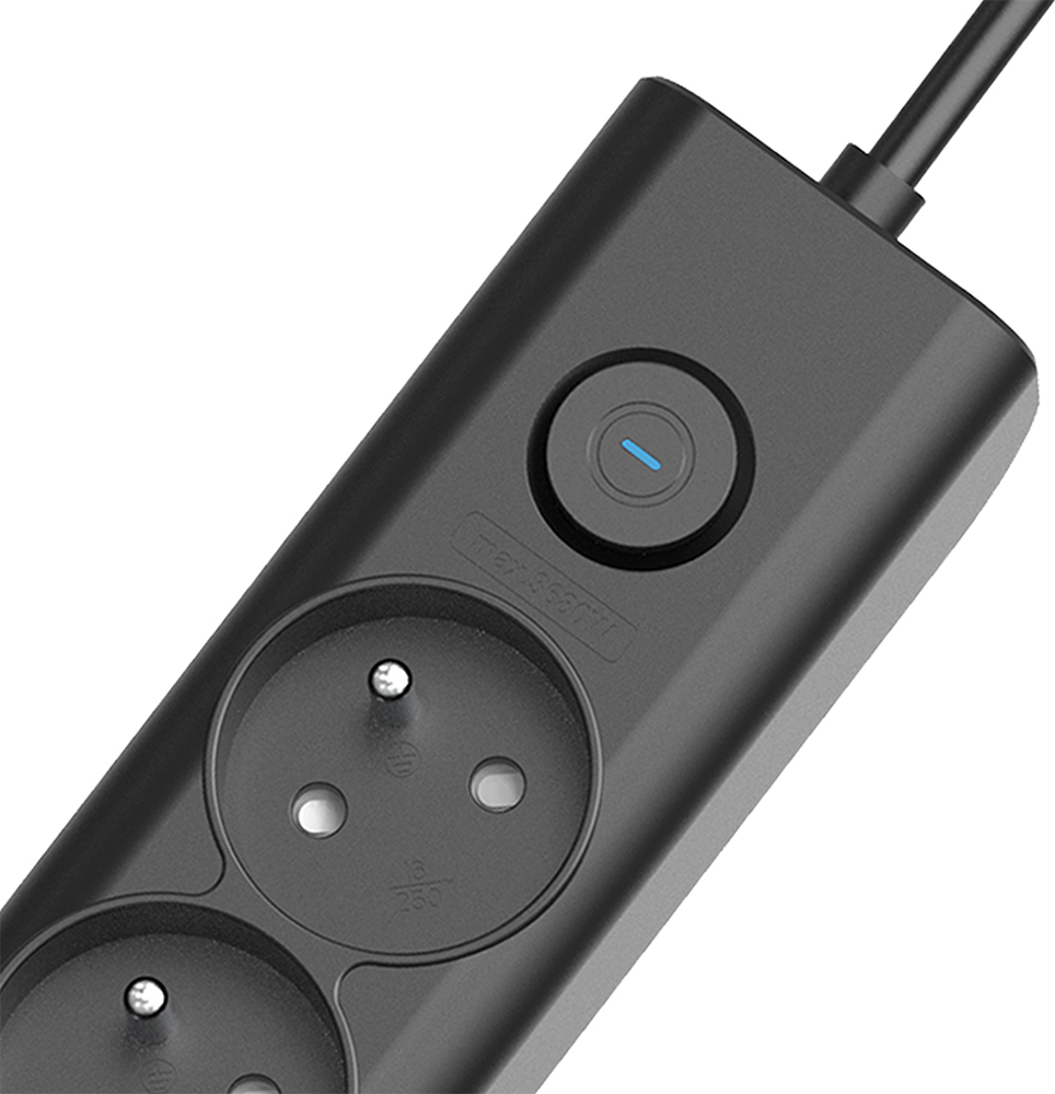 Viking síťová prodlužovací zásuvka YC53, 5x AC 230V, 1x USB-A, 2x USB-C, délka 1,5 m, černá