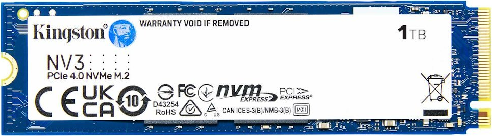 Kingston SSD 1TB NV3, M.2 2280, NVMe PCIe Gen4x4, (R: 6000MB/s; W: 4000MB/s)