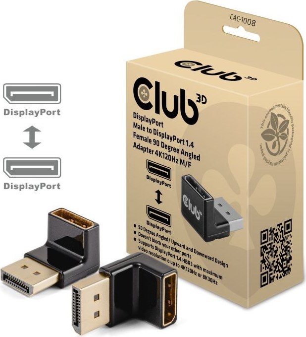Club 3D Club3D Adaptér DisplayPort na DisplayPort 1.4, 4K120Hz, 8K30Hz, 90°