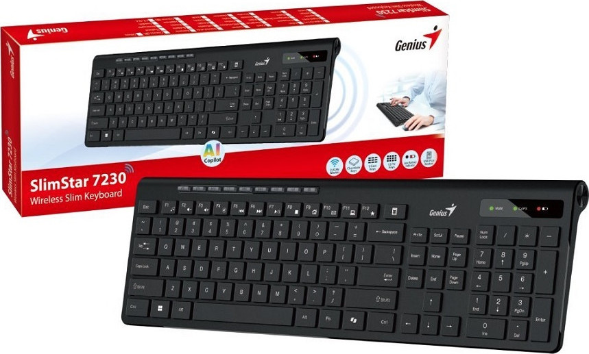 Genius SlimStar 7230/Bezdrátová USB/CZ-SK layout/Černá