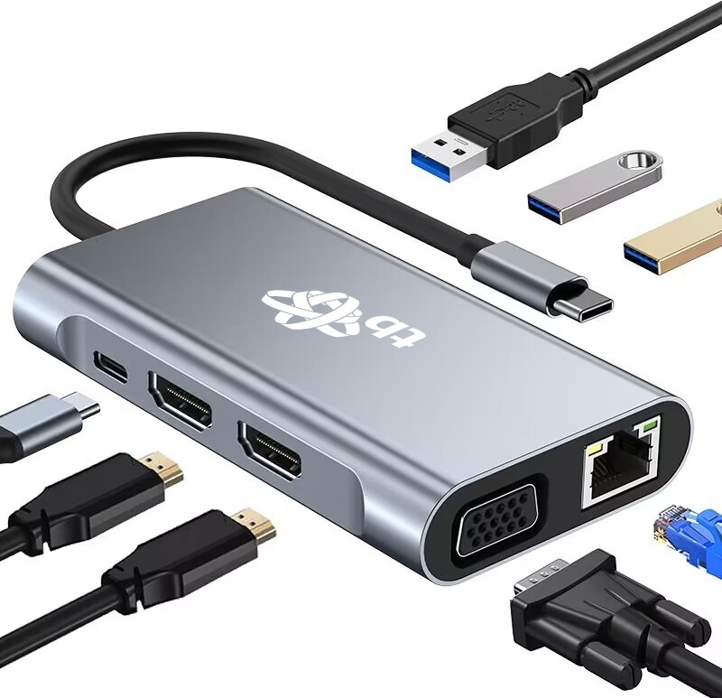 TB Touch USB C 8v1 - HDMI 2x, USB, VGA, RJ45, PD