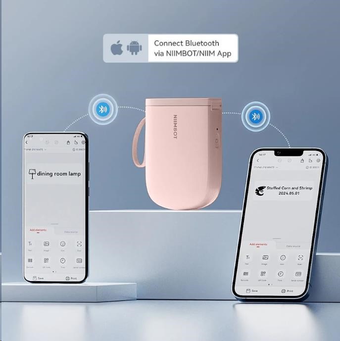 Niimbot Tiskárna štítků D11-H Smart, růžová + role štítků 160 ks