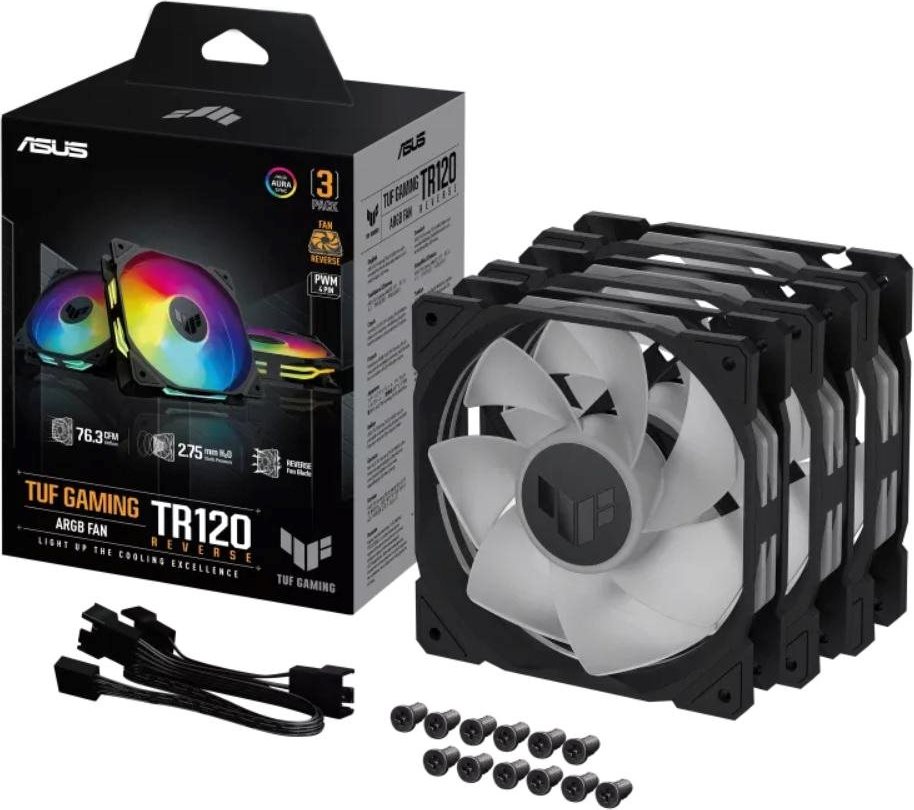 ASUS ventilátor TUF GAMING TR120 ARGB Reverse, 3x120mm, černá