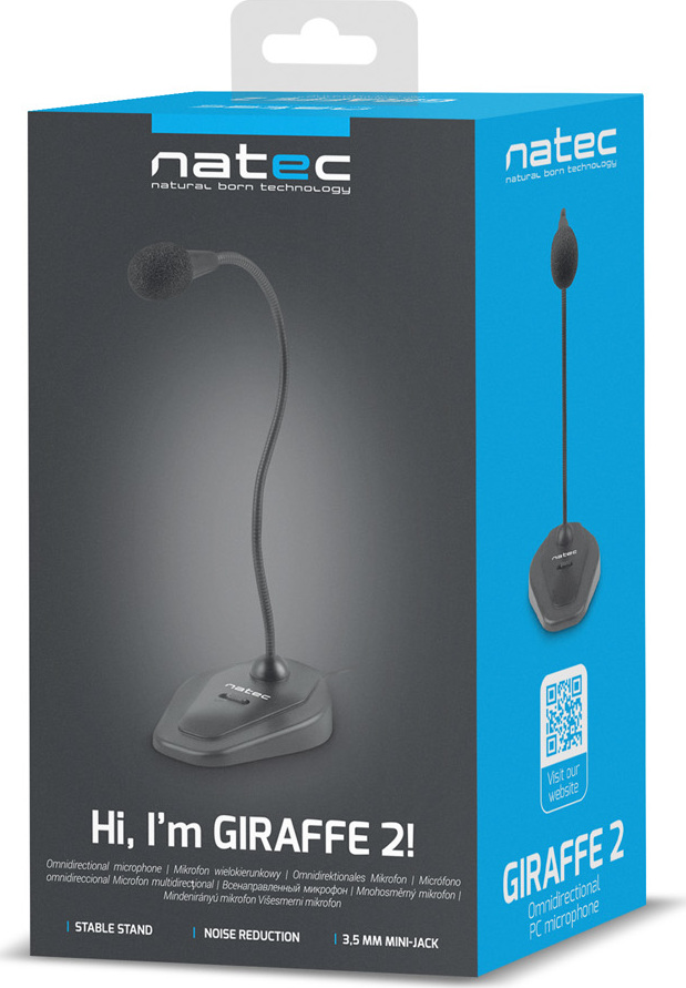 Natec mikrofon GIRAFFE 2, Mini Jack, černý