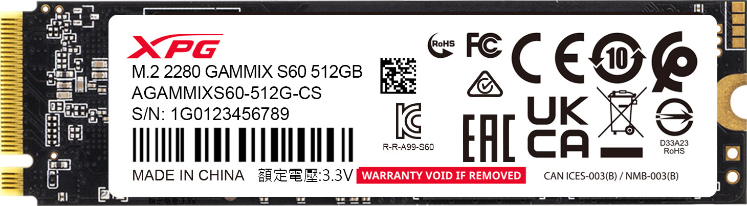 A-Data ADATA SSD 512GB XPG GAMMIX S60, PCIe Gen4x4, M.2 2280, (R:4700/ W:1700MB/s)