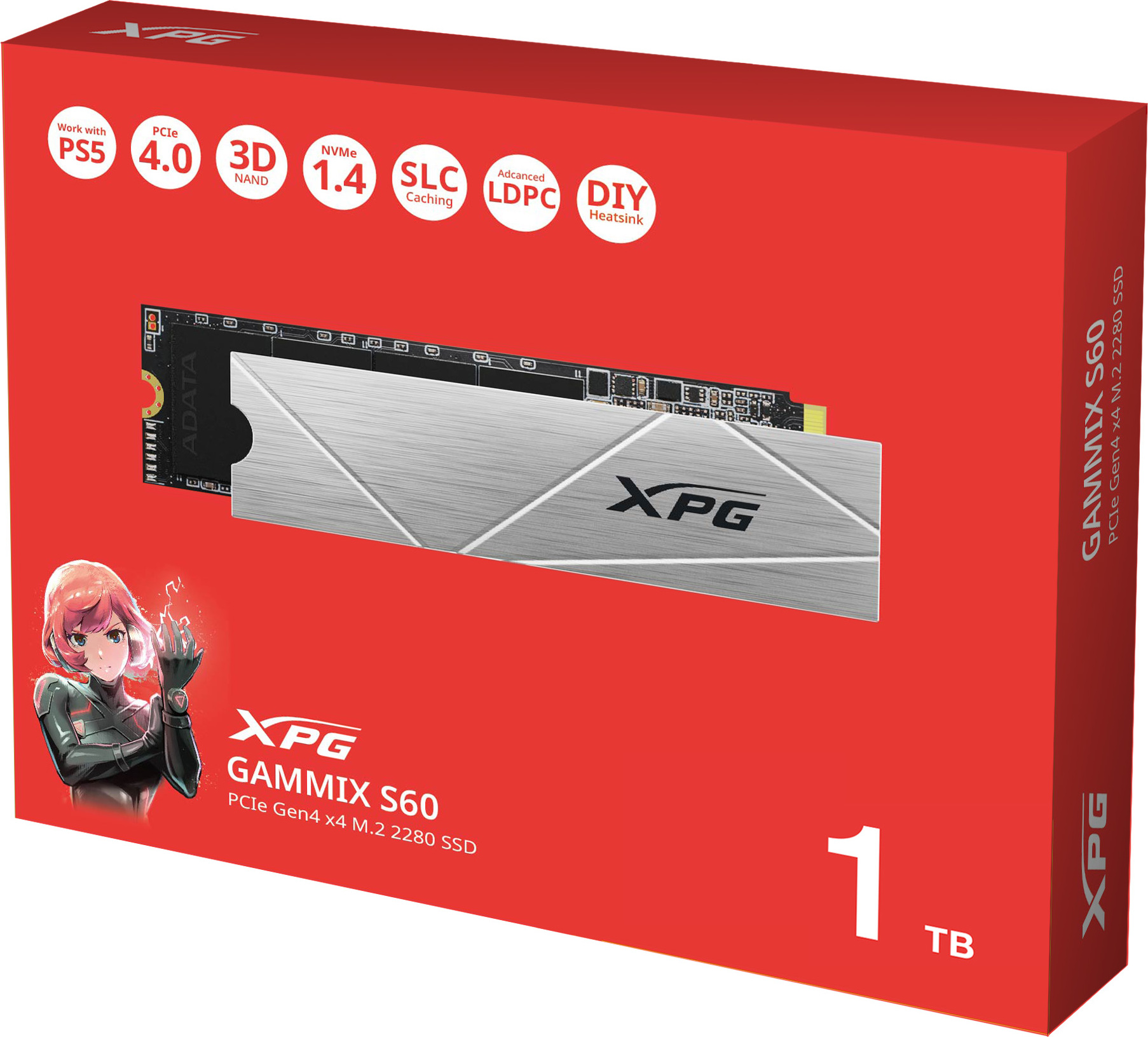A-Data ADATA SSD 1TB XPG GAMMIX S60, PCIe Gen4x4, M.2 2280, (R:5000/ W:3200MB/s)