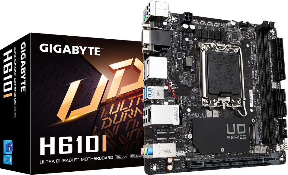 GIGABYTE MB Sc LGA1700 H610I, Intel H610, 2xDDR5, 2xDP, 1xHDMI, 1xVGA, Mini-ITX