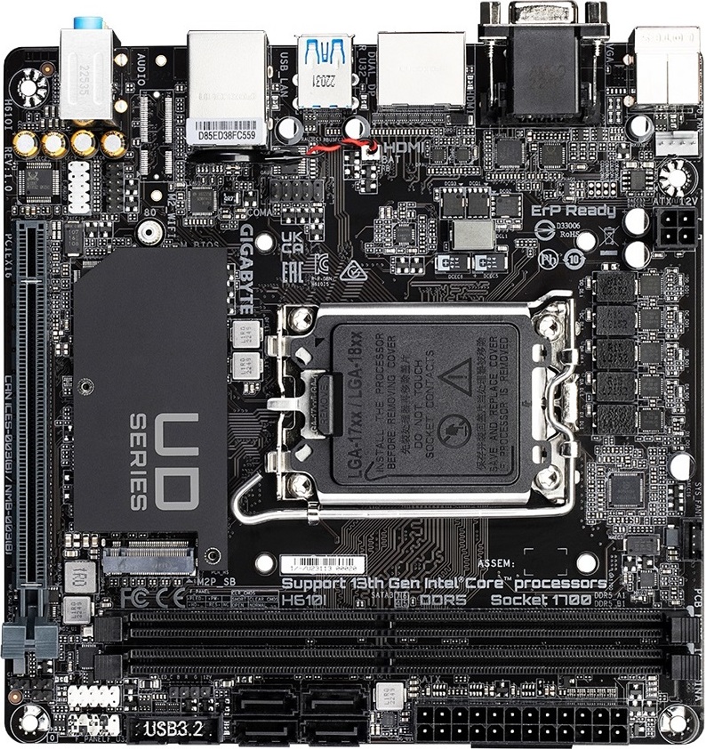 GIGABYTE MB Sc LGA1700 H610I, Intel H610, 2xDDR5, 2xDP, 1xHDMI, 1xVGA, Mini-ITX