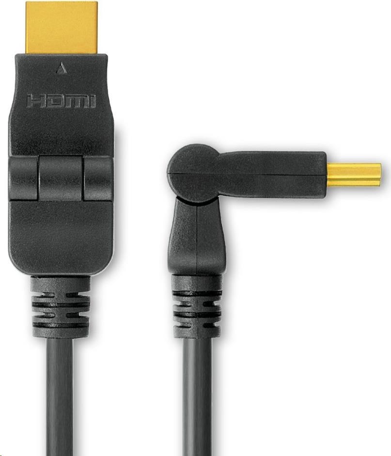 Kábel PREMIUMCORD HDMI A - HDMI A M/M 15 m, otočné pozlátené konektory