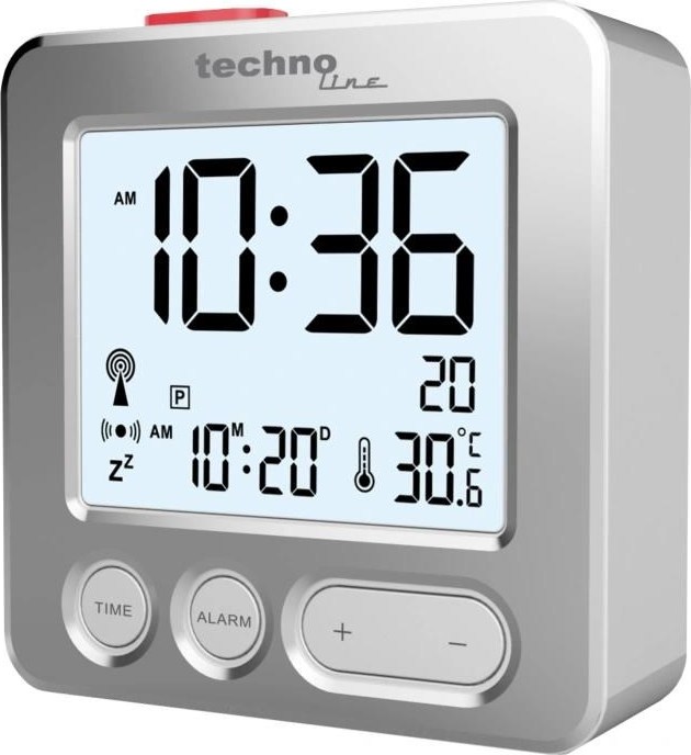 TechnoLine WT 265 digitální budík s teploměrem, stříbrný