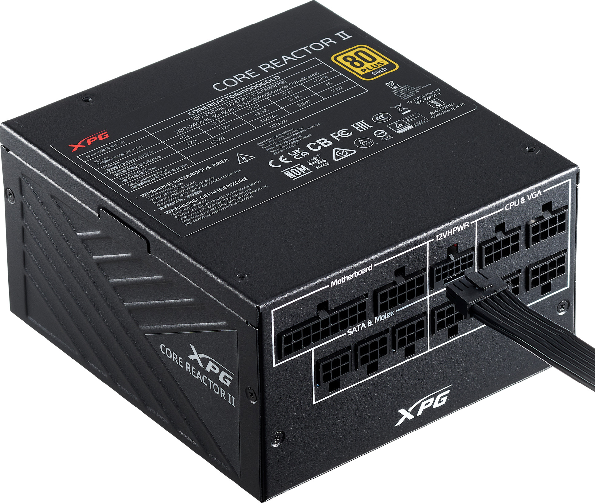 ADATA XPG zdroj CORE REACTOR II 1000W, 80+ GOLD, Plně Modularní,  ATX 3.0