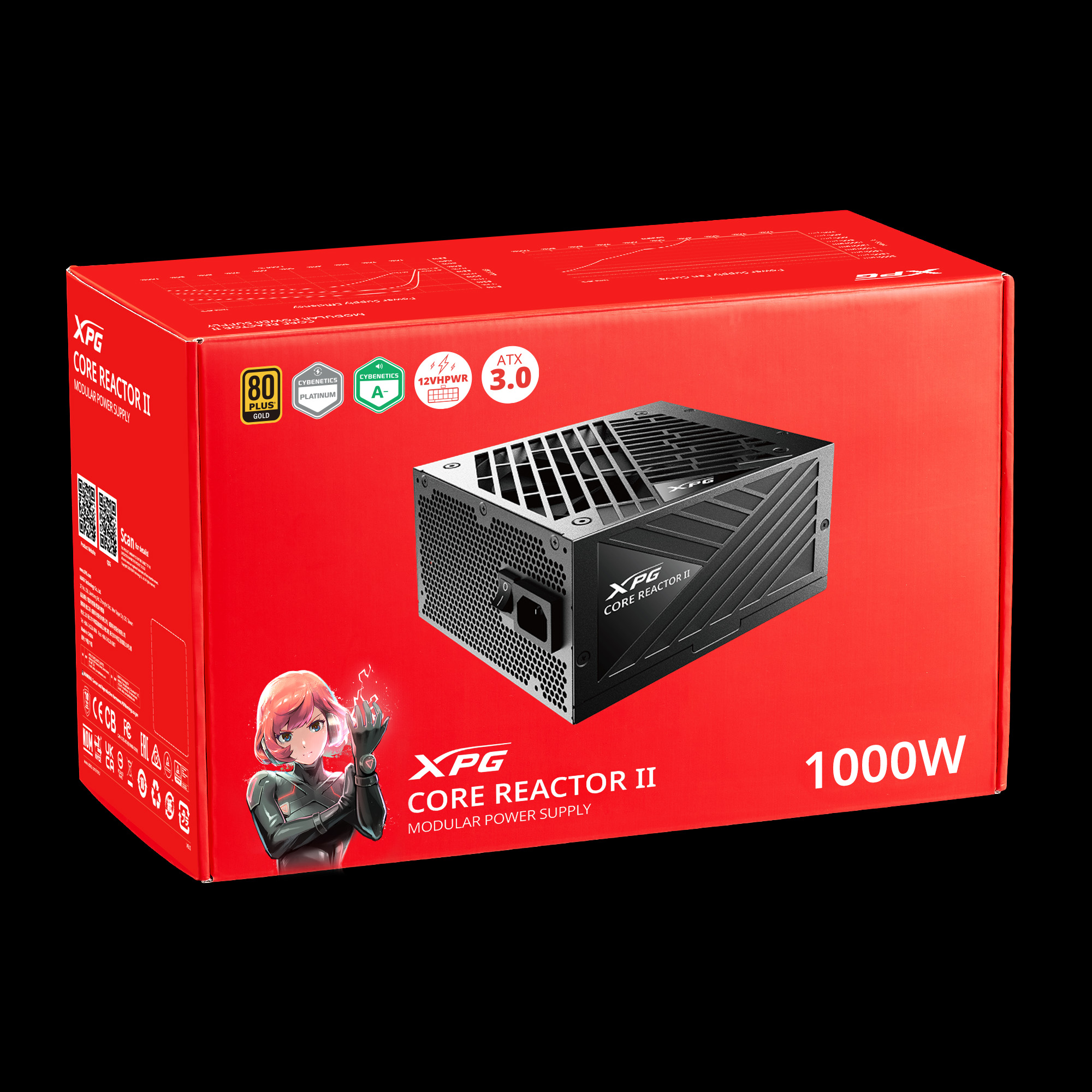 ADATA XPG zdroj CORE REACTOR II 1000W, 80+ GOLD, Plně Modularní,  ATX 3.0