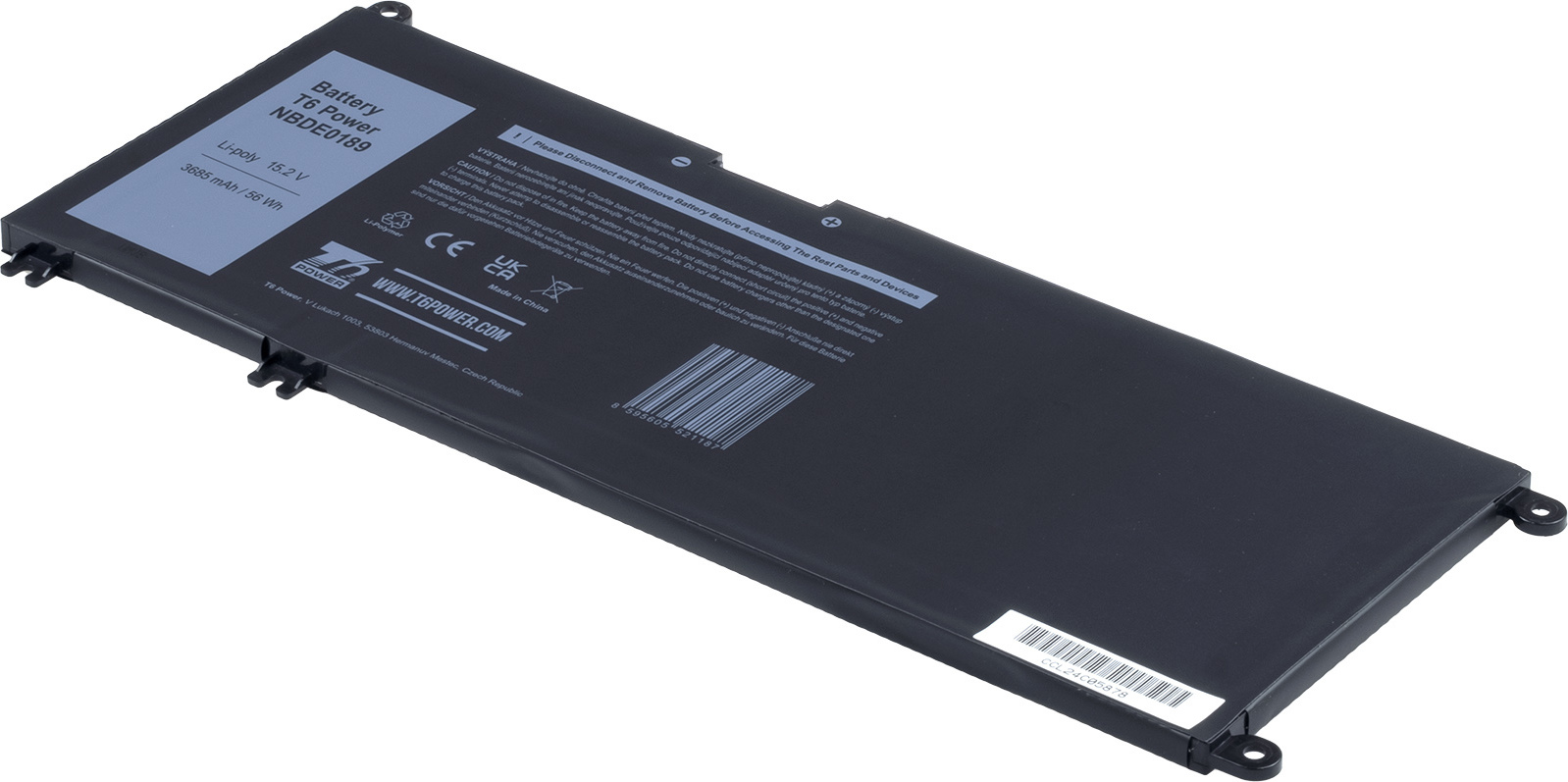 Baterie T6 Power Dell Insprion 7778, 7779, 7573, 7577, Latitude 3380, 3685mAh, 56Wh, 4cell, Li-pol