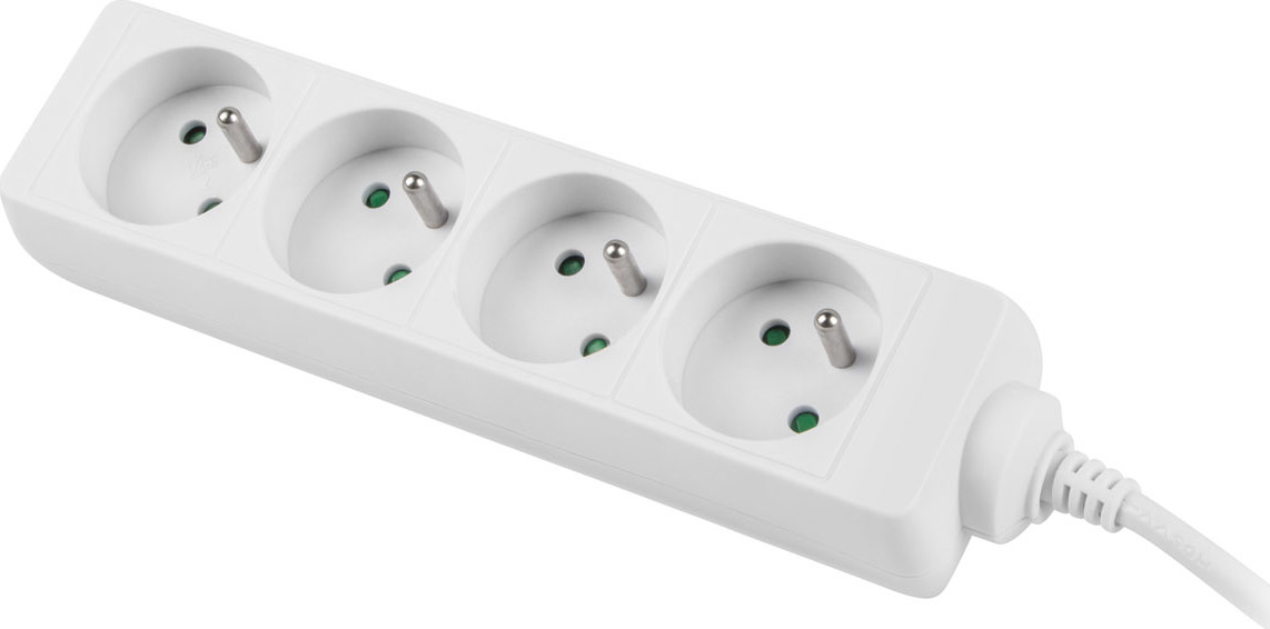 NATEC Prodlužovací kabel Lanberg PS0, 4 zásuvky, 1,5m, bílá