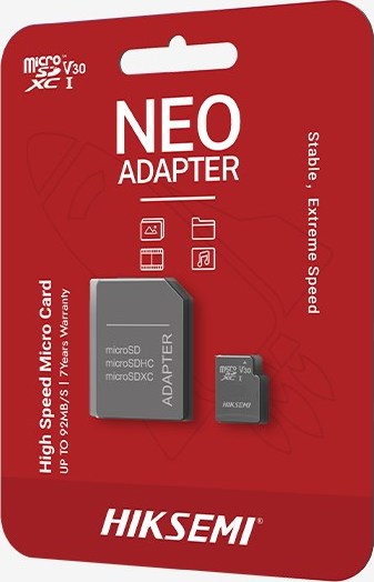 HIKVISION HIKSEMI MicroSDXC karta 128GB, C10, UHS-I, (R:92MB/s, W:40MB/s) + adapter