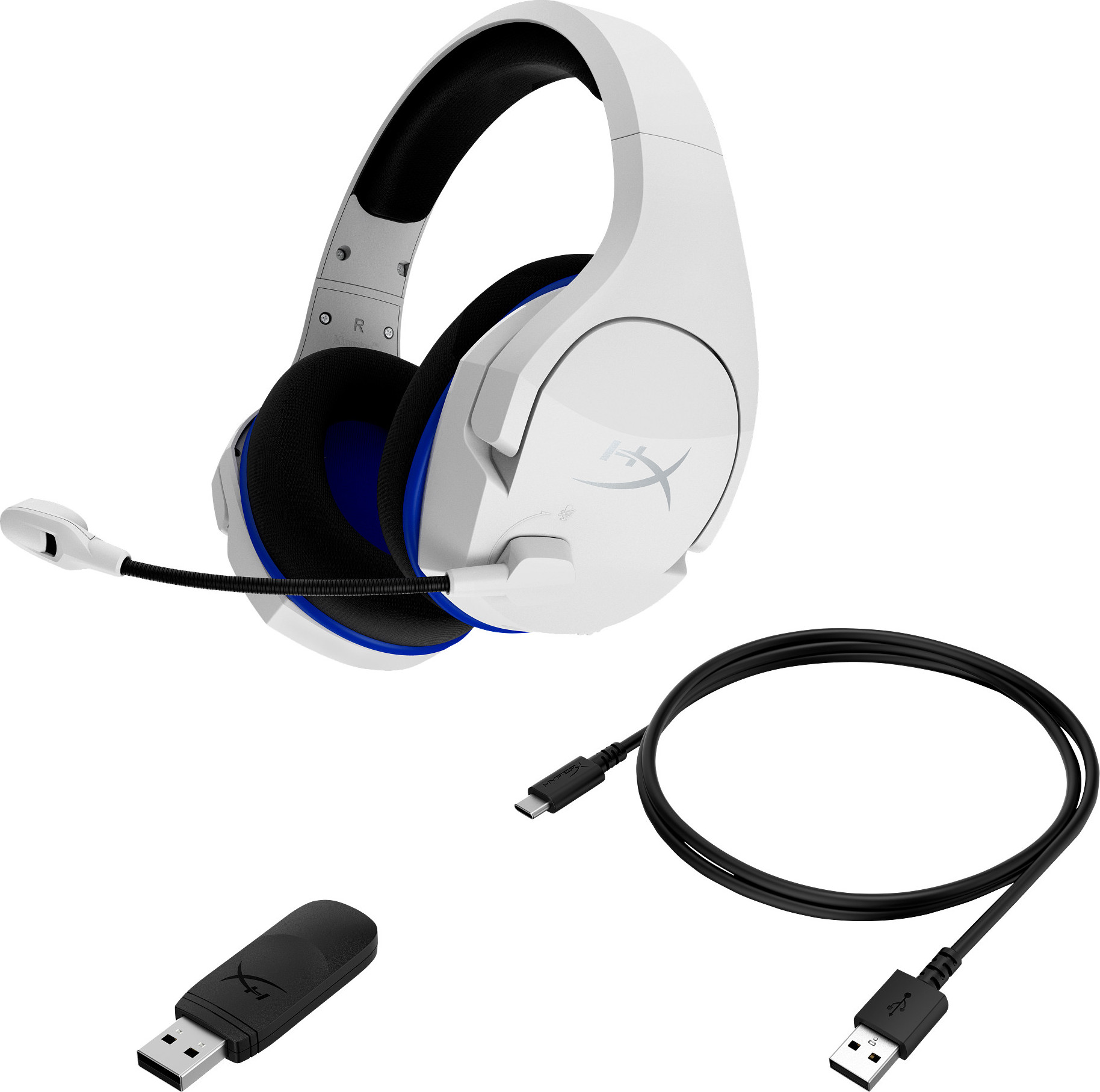 HP Inc. HyperX Cloud Stinger Core - Wireless Gaming Headset (White-Blue) - PS5-PS4 (HHSS1C-KB-WT/G)- Sluchátka pro herní konsole