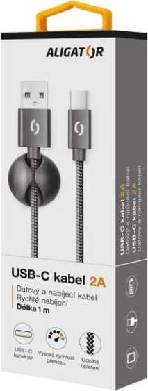 ALIGATOR datový kabel  PREMIUM 2A, USB-C, černá