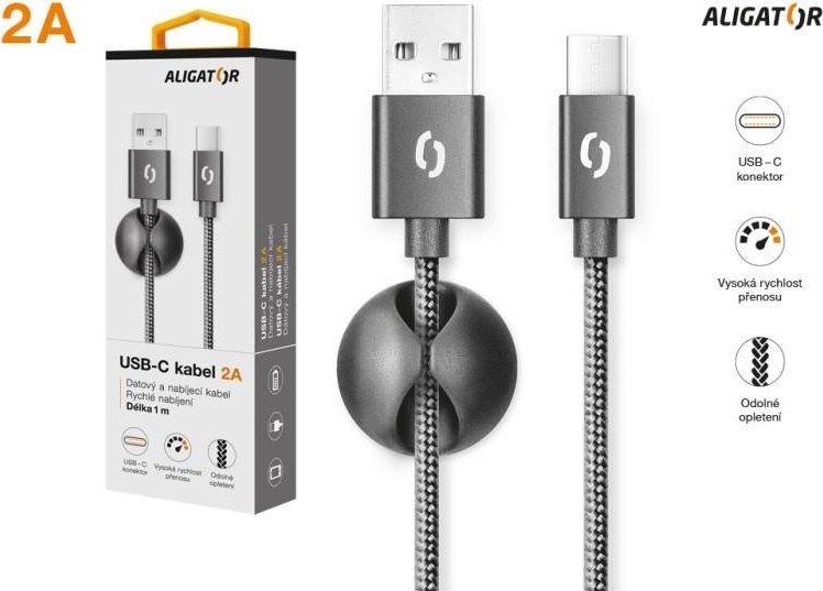ALIGATOR datový kabel  PREMIUM 2A, USB-C, černá