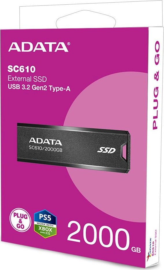 A-Data ADATA Externí SSD 2TB SC610, USB-A 3.2, černá