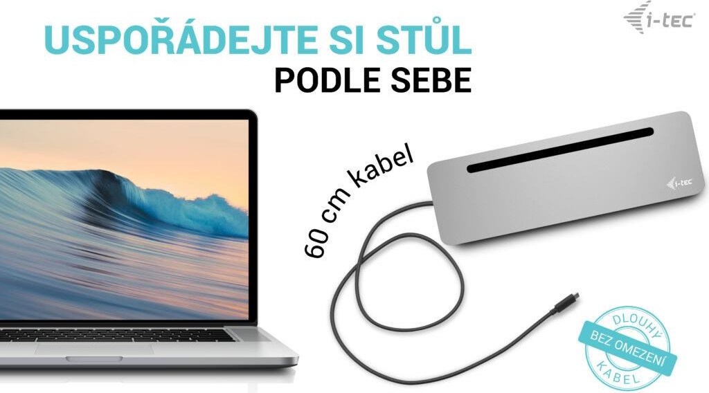 i-tec USB-C Metal Ergonomic 4K 3x Display Docking Station, PD 100W + i-tec Universal Charger 100W (bundle)