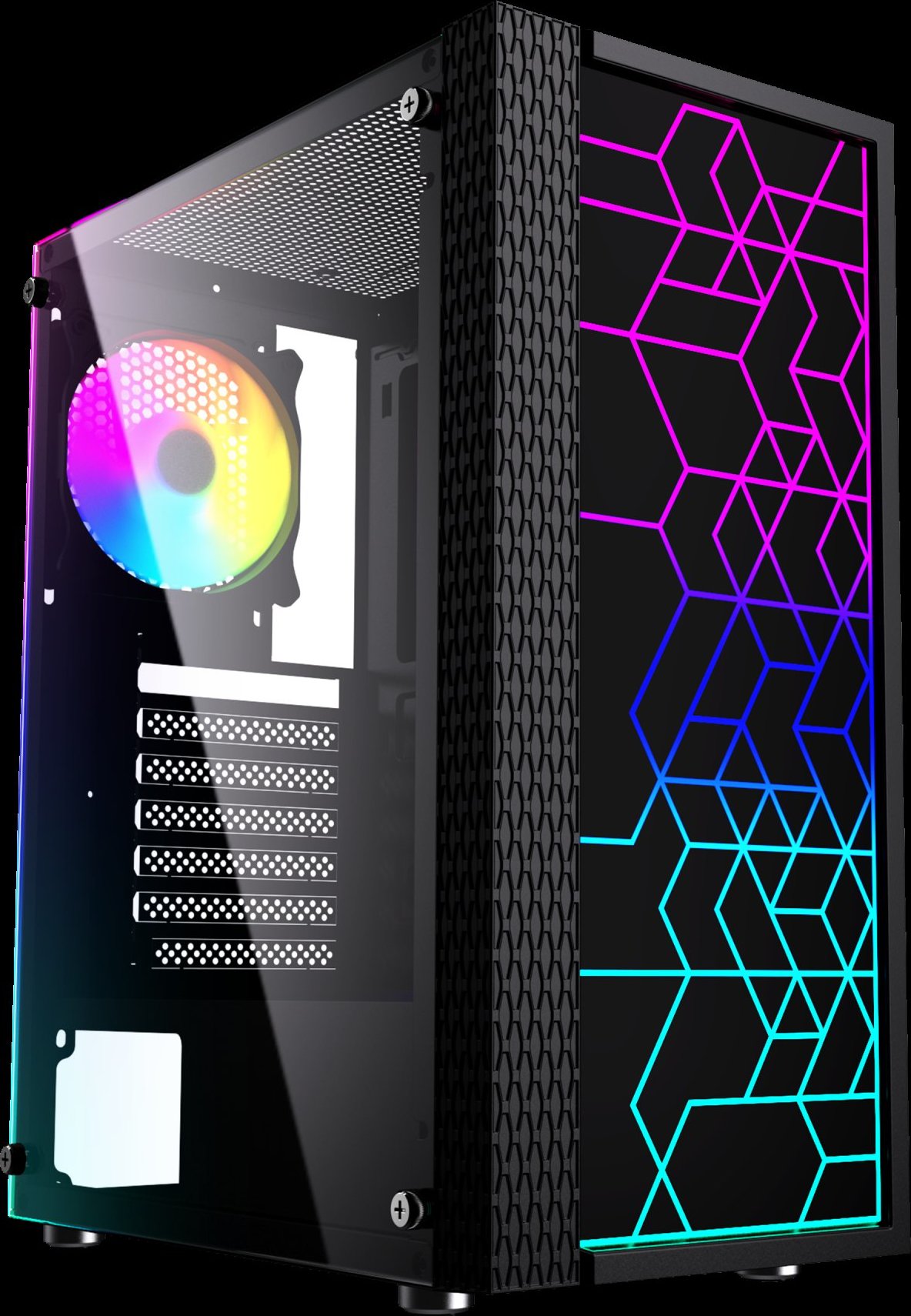 Gembird Computer Fornax 2500 ARGB/Midi Tower/Transpar./Černá