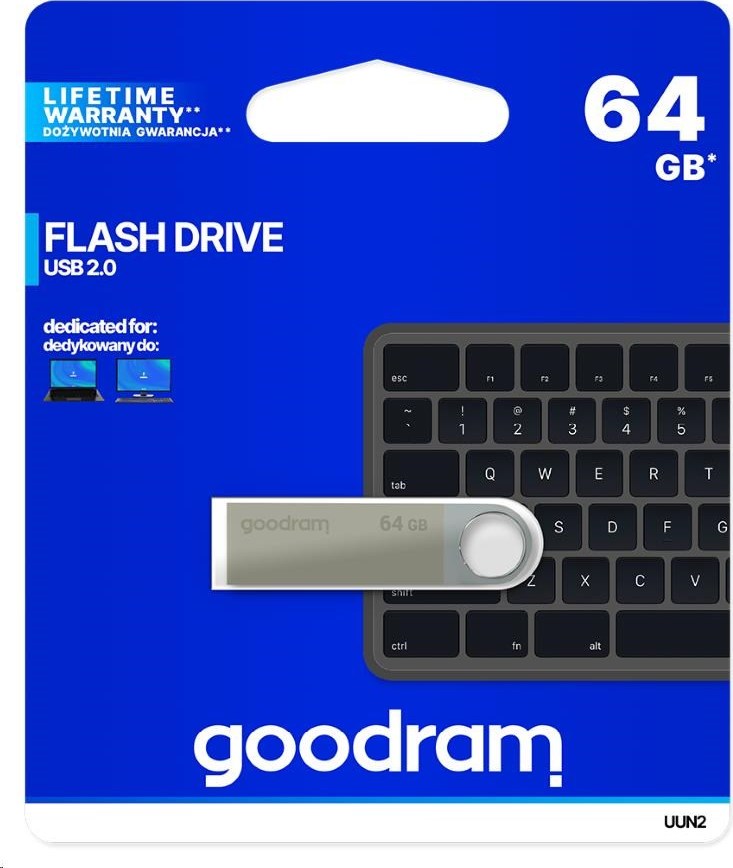 GOODRAM Flash Disk UUN2 64GB USB 2.0 stříbrná