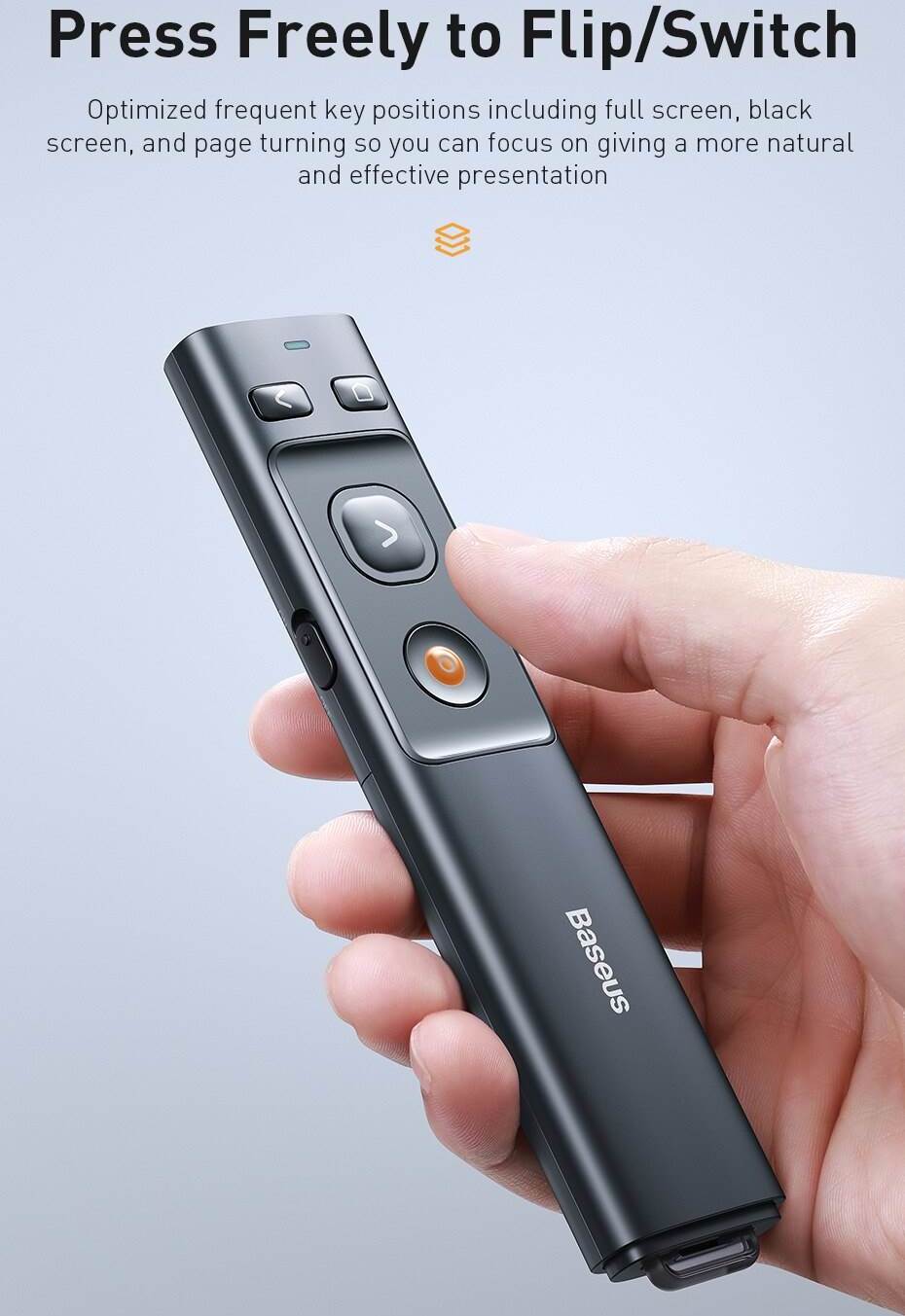 Baseus Orange dot laserové bezdrátové ukazovátko, šedá