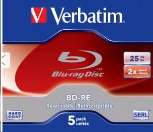 VERBATIM BD-RE(5-pack)Blu-Ray/Jewel/2x/25GB